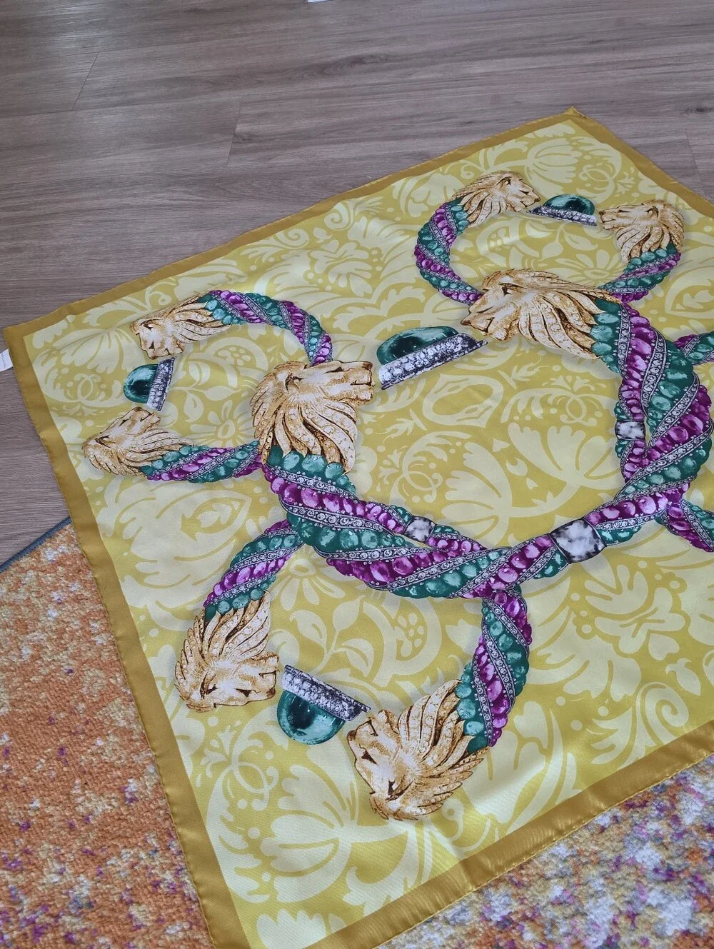 Authentuc Bvlgari Yellow Silk Scarf